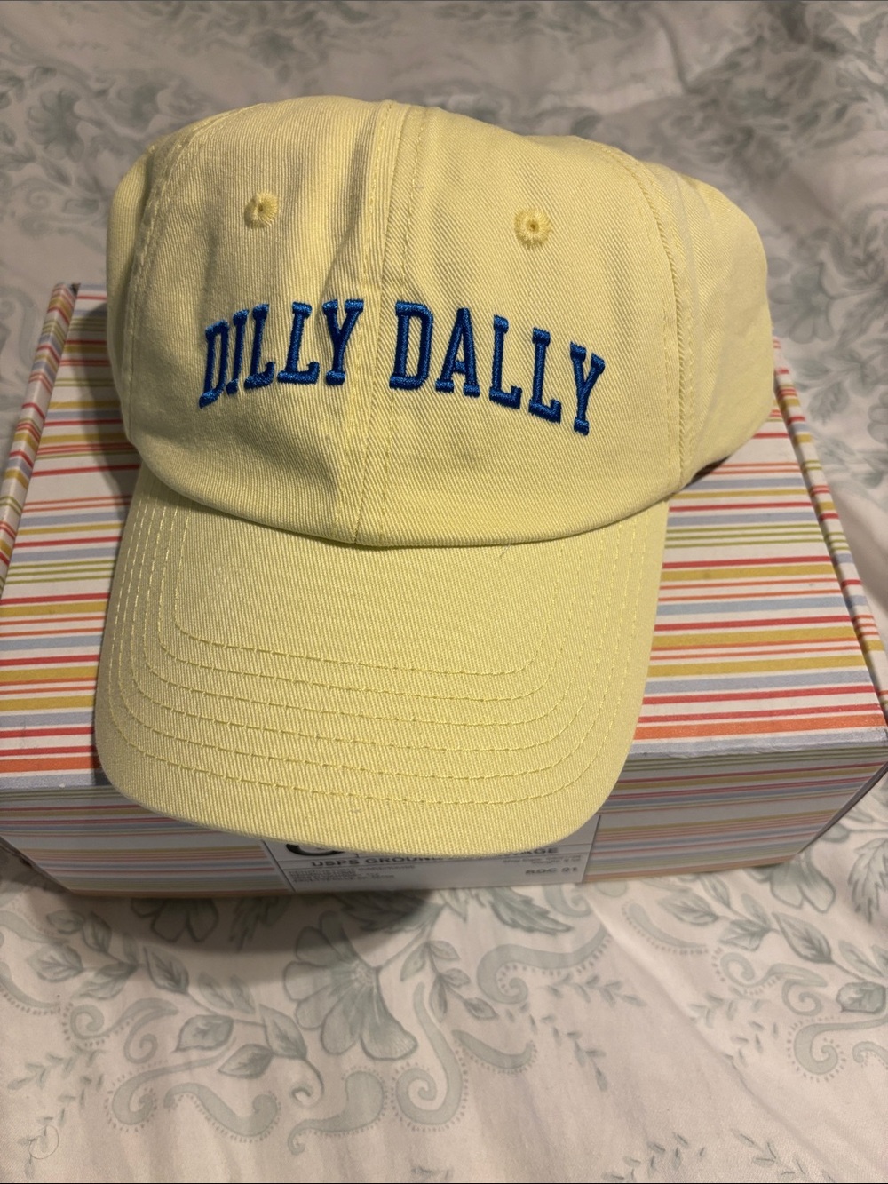 Dilly Dally Embroidered Yellow Baseball Cap